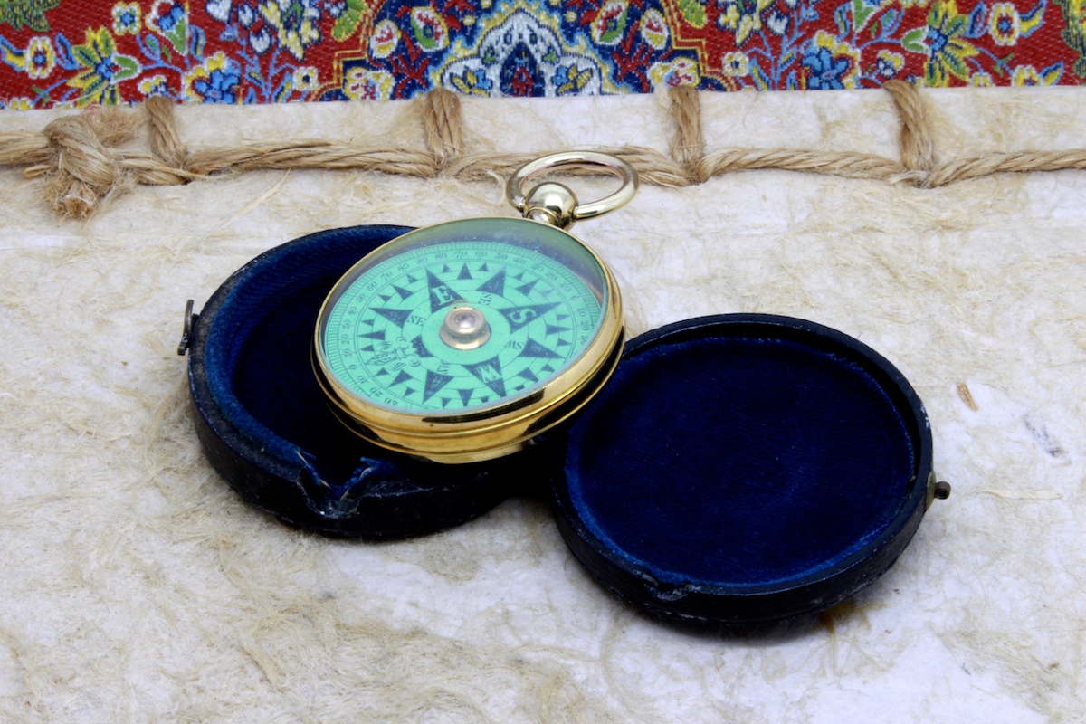 Victorian Leather-Cased Pocket Compass, c. 1880