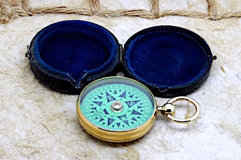 Victorian Leather-Cased Pocket Compass, c. 1880
