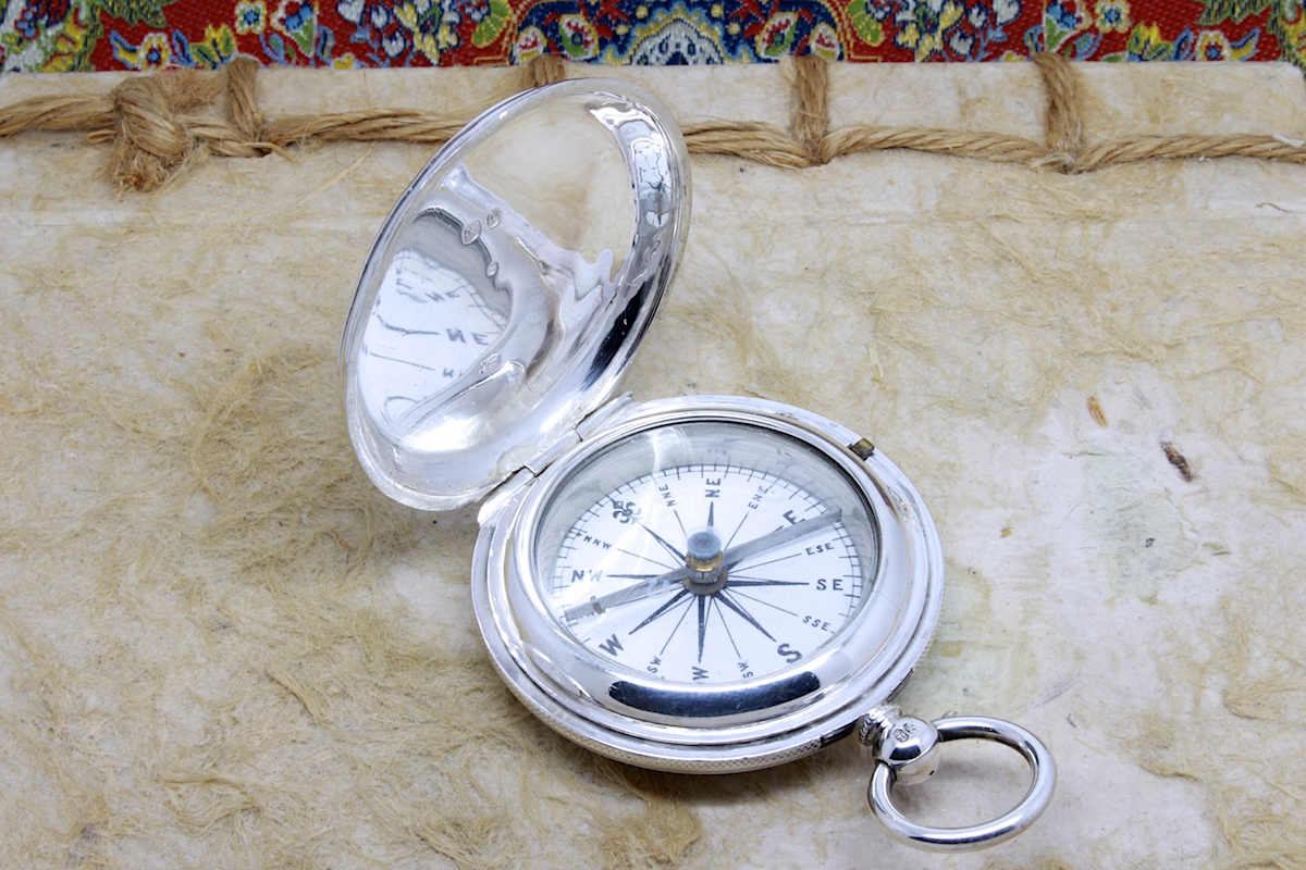 Sterling Silver Victorian Hunter Compass, Hallmarked London 1871