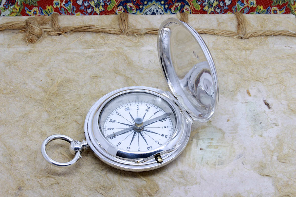 Sterling Silver Victorian Hunter Compass, Hallmarked London 1871