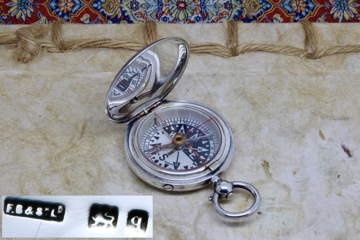 Presentation Silver Compass by Barker & Son, Hallmarked London 1911