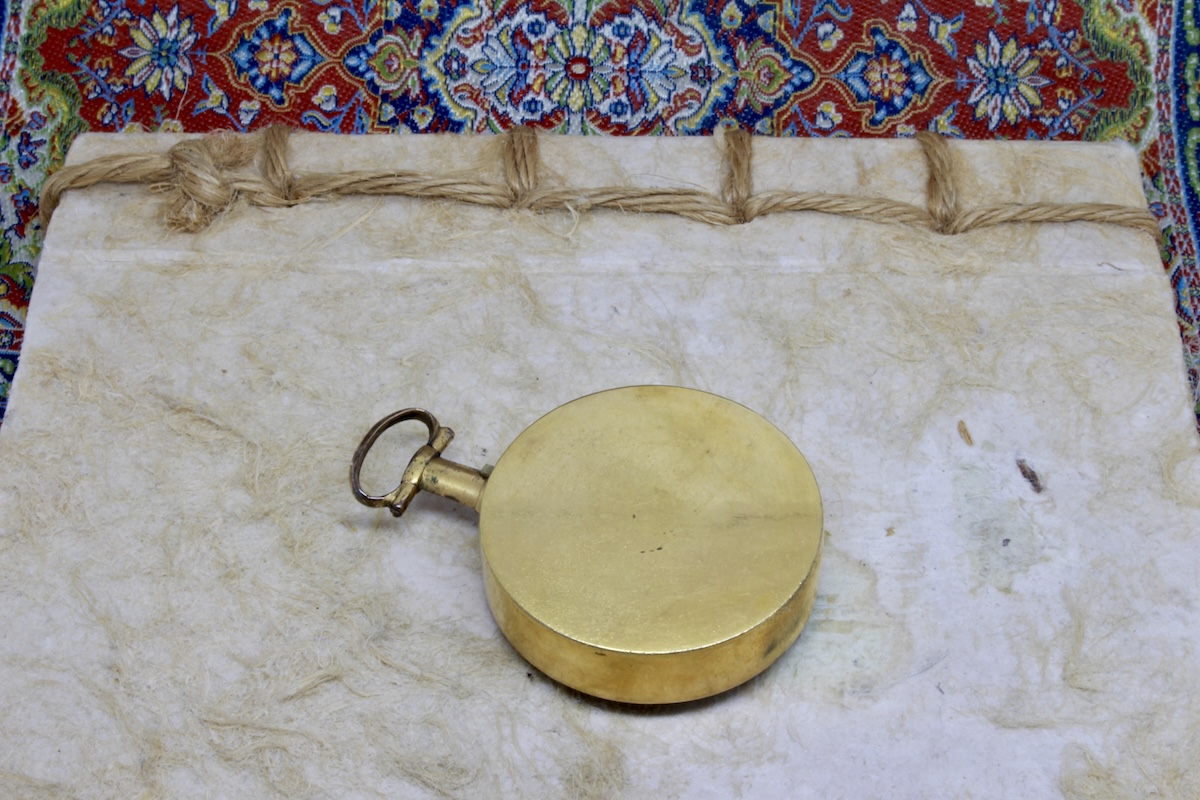 Georgian 12K Gold-Plated Long-Neck Leather-Cased Pocket Compass c. 1820
