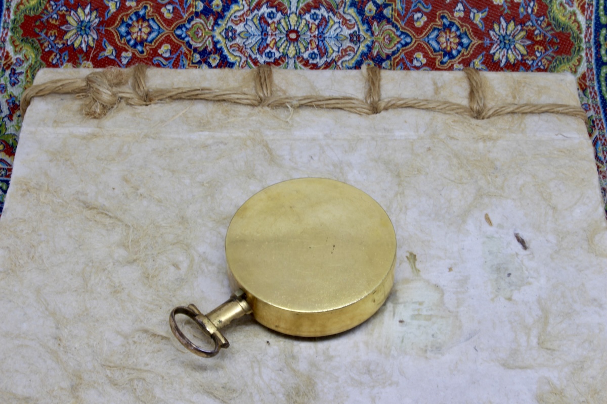Georgian 12K Gold-Plated Long-Neck Leather-Cased Pocket Compass c. 1820