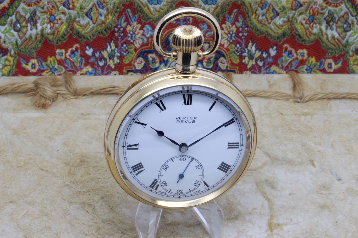 Serviced VERTEX REVUE c. 1930 Gold Filled Railway Presentation Pocket Watch