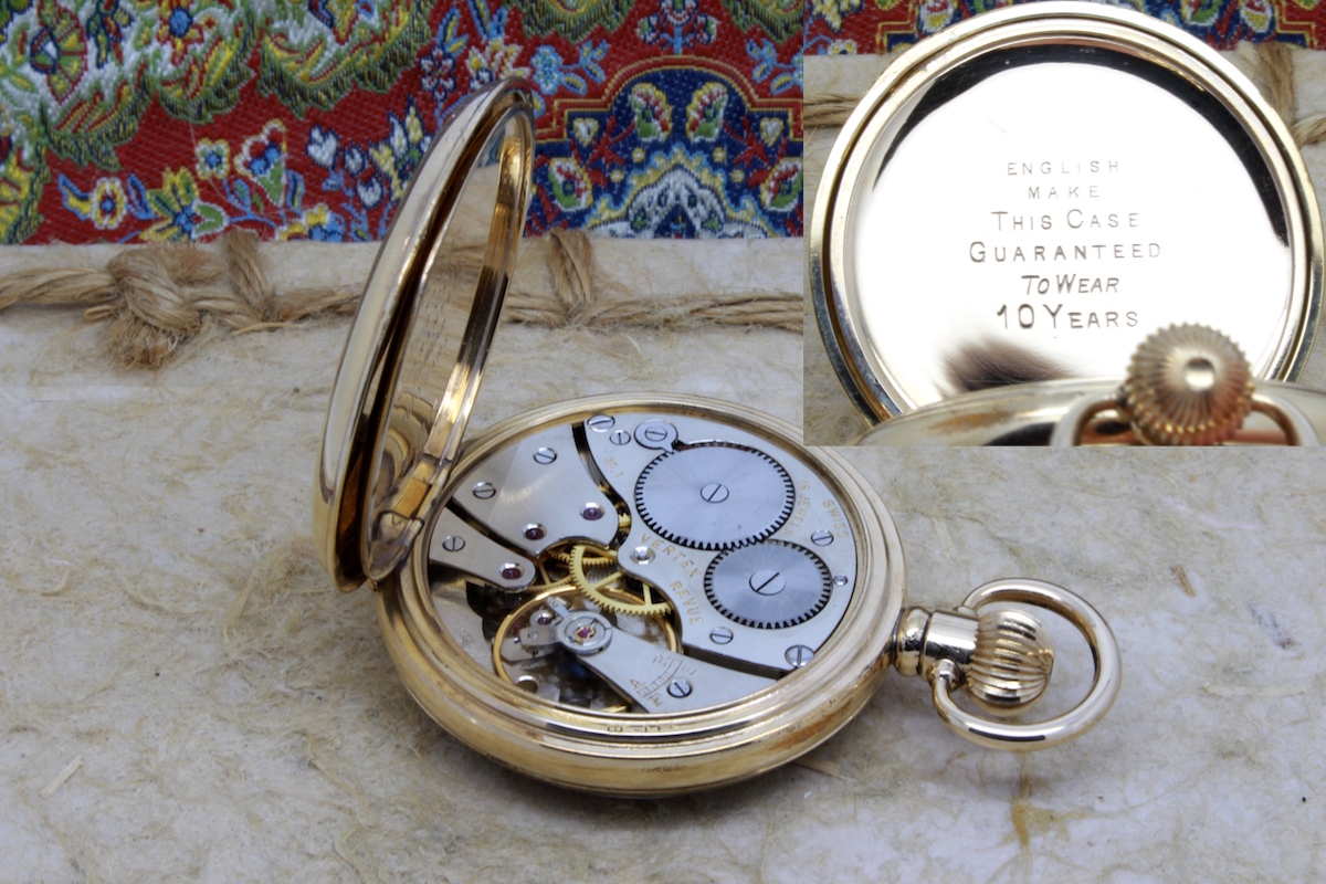 Serviced VERTEX REVUE c. 1930 Gold Filled Railway Presentation Pocket Watch