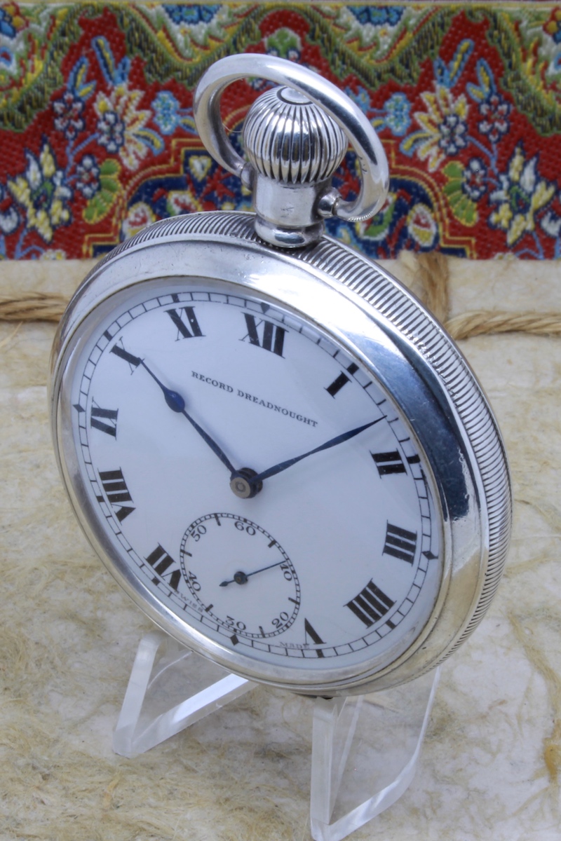 1919 Record Dreadnought Trenton Silver Pocket Watch