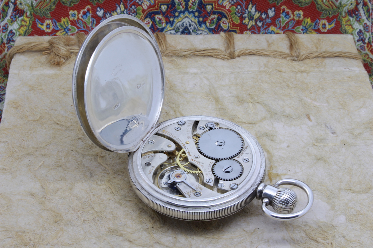 1919 Record Dreadnought Trenton Silver Pocket Watch