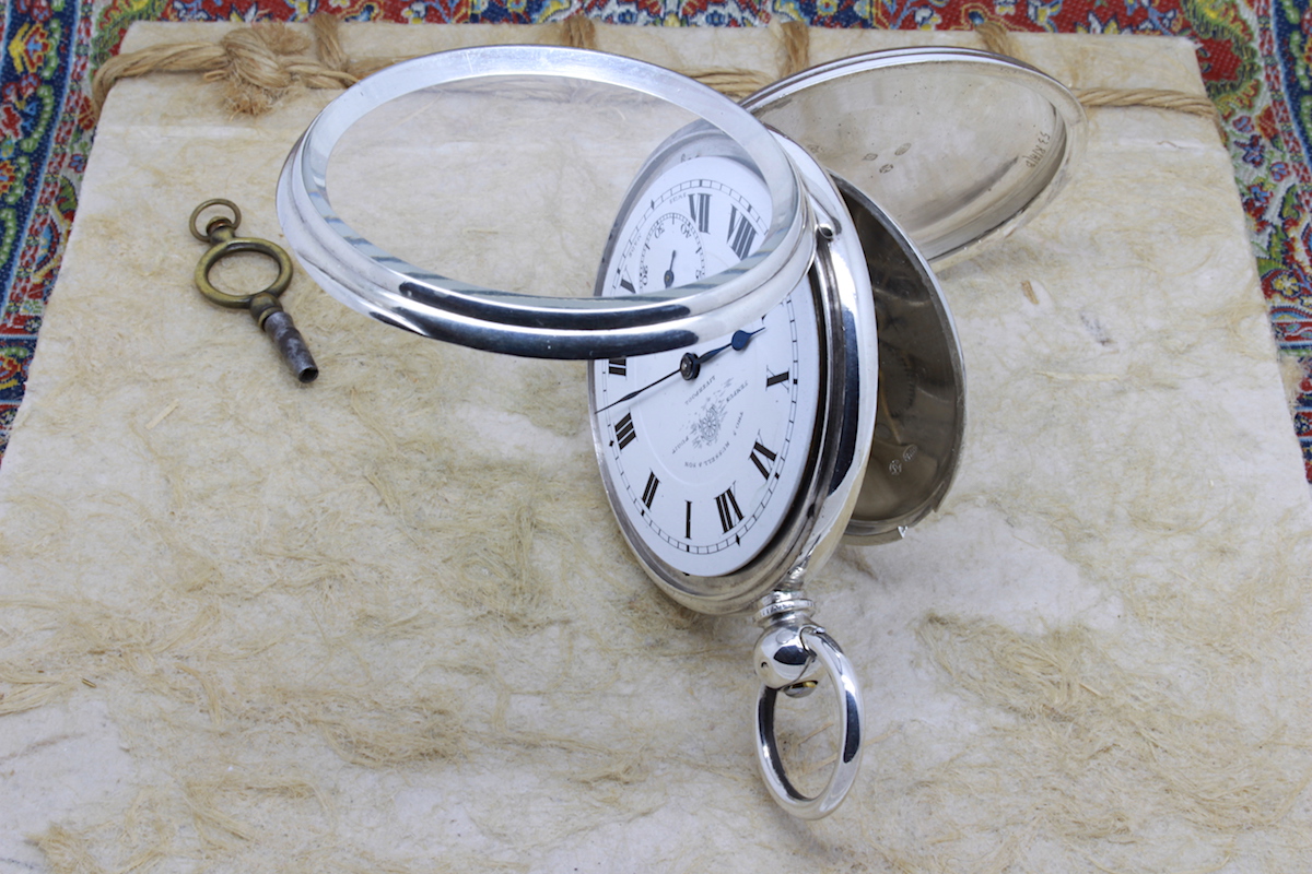 Sterling Silver Thomas Russell & Son Pocket Watch, Hallmarked 1919